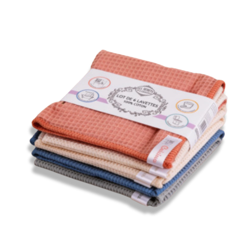 Lavettes coton réutilisables – lot de 6